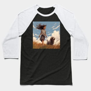 Windy Day to walk her dog Baseball T-Shirt